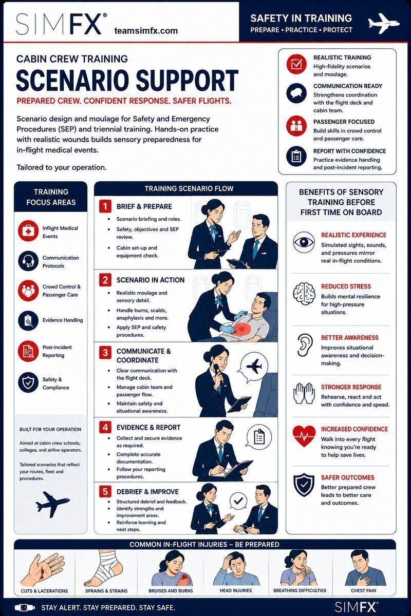 SIMFX cabin crew safety card example