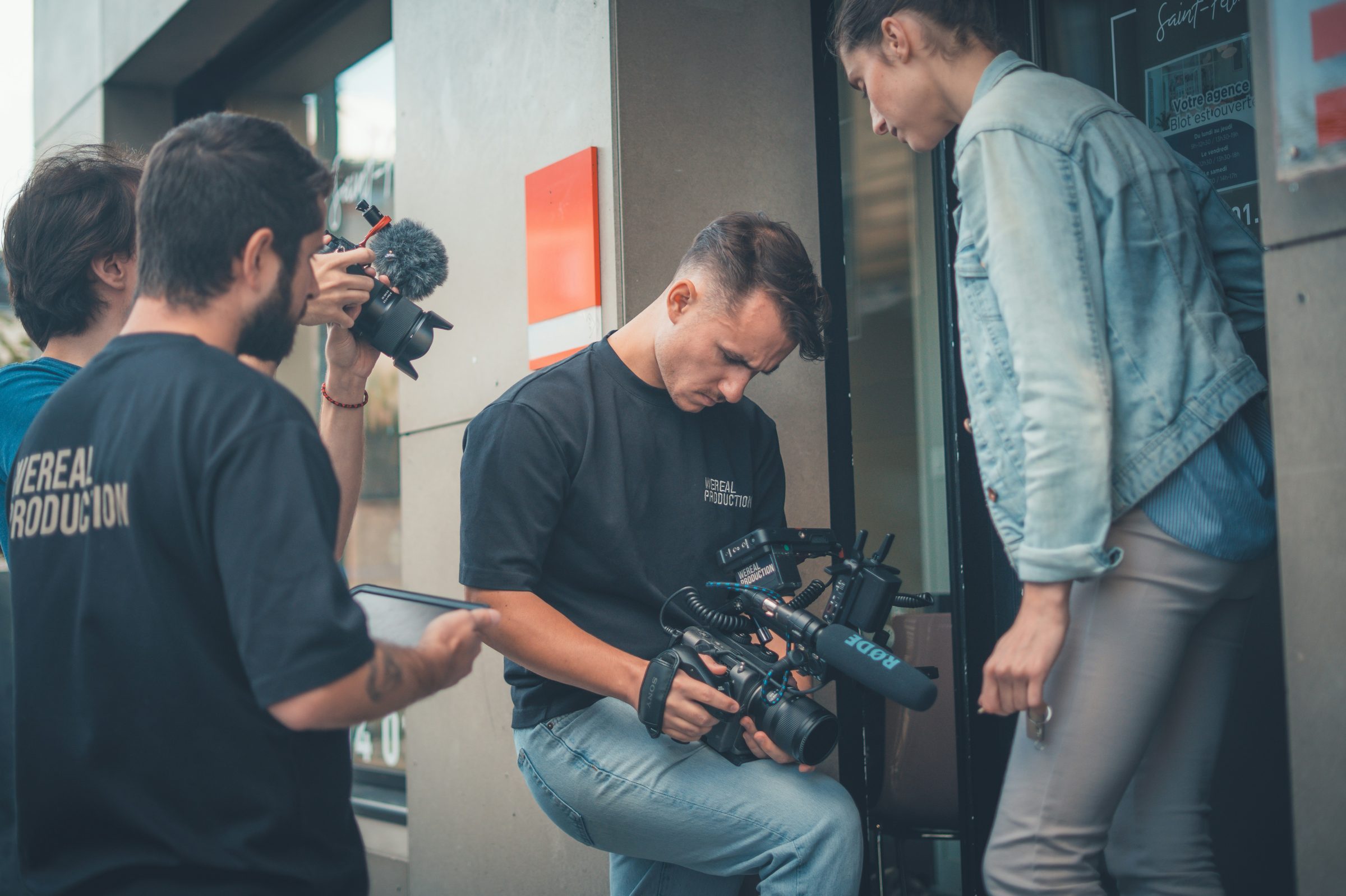 Production crew on a media shoot